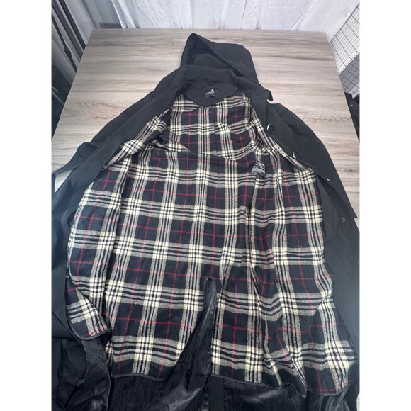 London Fog Women's Black Long Trench Coat with Removable Plaid Liner Size 14 - Picture 7 of 12